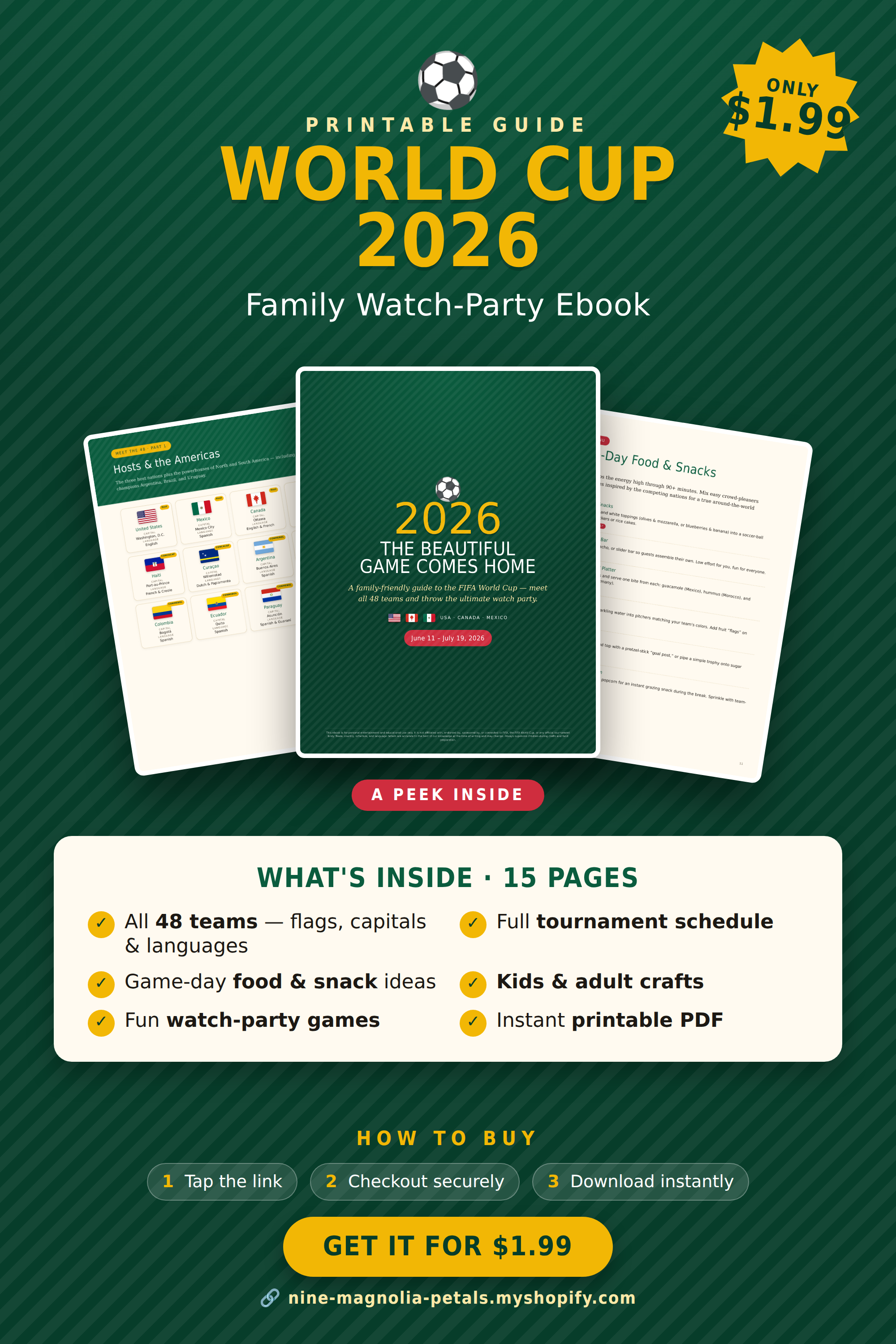 World Cup 2026 Family Watch Party Ebook | Printable Guide to All 48 Teams